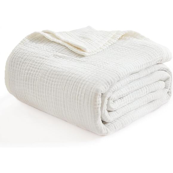 White Gauze Lightweight Cotton Throw Blanket for Couch Breathable 50x70 - Picture 1 of 12